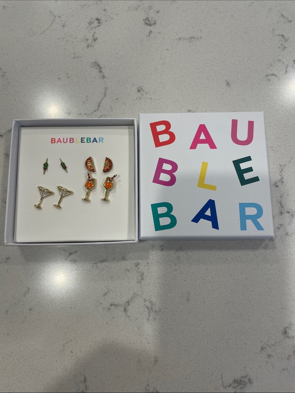 BaubleBar Kids Cocktail Stud Earring Set - Orange & Green